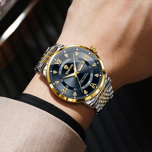 Luxus-Quarz-Armbanduhr von BINBOND für Herren – Wasserdicht, beleuchtet, mit Wochentagsanzeige – Business-, Sport-, Mode- und Freizeit-Style