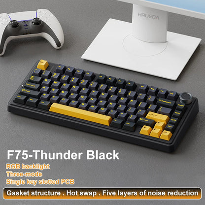 Original AULA F75 RGB LED Light PC Custom Bluetooth Wireless 2.4G Type-C Wired Gaming Mechanical Switch 75% Keyboard 82 Keys wit