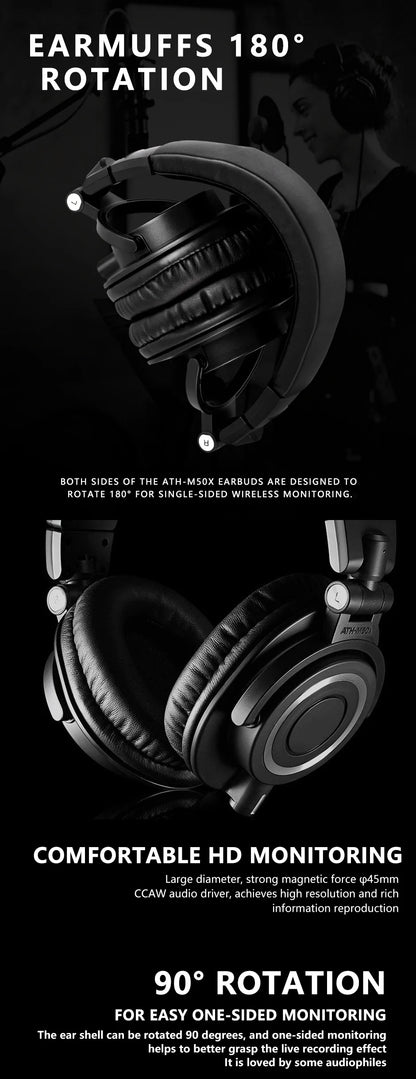 M50X HIFI Audio Headphones Professional Fully Enclosed Foldable Monitoring earphones Game Music Headset orange colour qualified