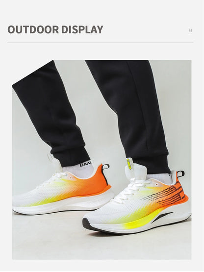 Baasploa Herren-Joggingsportschuhe mit Carbonplatte, professioneller Dämpfung, atmungsaktive rutschfeste Outdoor-Laufsneaker