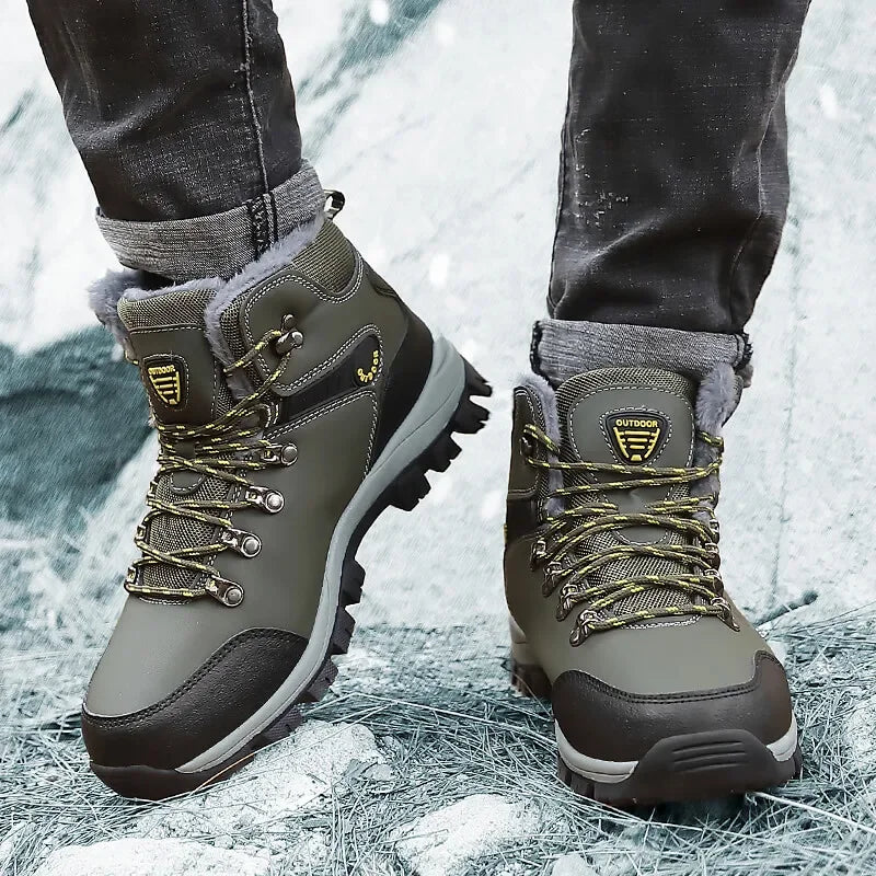 Bottes de neige en coton pour hommes, chaussures montantes, randonnée en plein air, chaudes, confortables, étanches, mode vintage, automne, hiver
