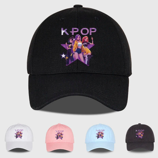 K-POP Cartoon Girl Group Star Print Soft-Peak Baseball Cap - Unisex Casual Retro Adjustable Dad Cap - Y2K Sun Hat