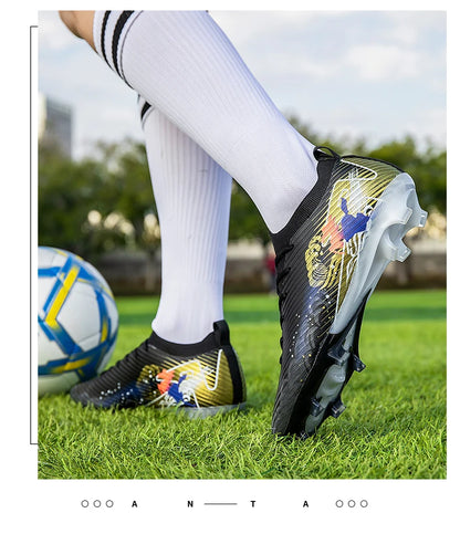 New Men Football Boots Cleats Non-Slip Match Ultralight Soccer FG Training Shoes Soccer Shoes Long Spikes Outdoor Drop Shipping