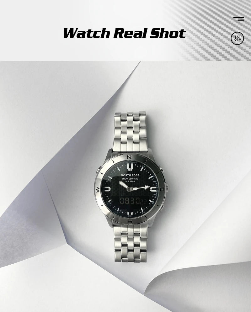 NORTH EDGE Men's Sports Digital Watch Waterproof 50M Altimeter Barometer Compass Business Luxury Men's Watch Outdoor Smartwatch
