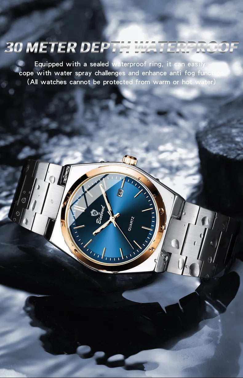Montre pour homme UTHAI, marque de luxe abordable, en acier inoxydable, avec calendrier, étanche, pour homme, affaires et loisirs, montre à quartz tendance