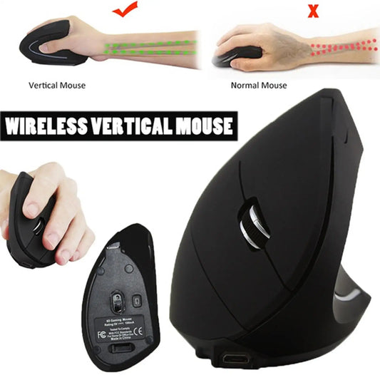 2.4G Wireless Mouse Vertical Game Mouse Ergonomics 1600DPI PC Laptop Office Mini Game Mouse