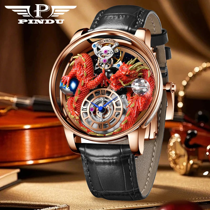 PINDU Design 2025 NEUE Herrenuhr Diamond Tourbillion Top-Marke Luxus Astronomia Quarzuhr für Herren Saphirglas wasserdichte Uhr