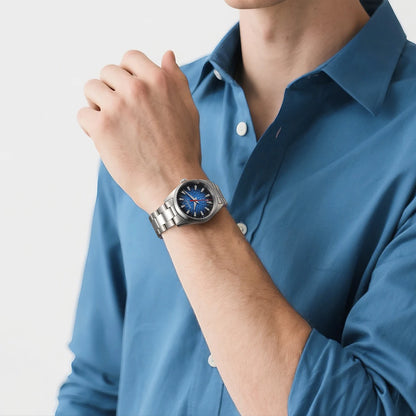 Orologio da uomo BERNY – Orologio al quarzo, vetro zaffiro, lancette luminescenti, impermeabile fino a 10 ATM, interamente in acciaio inossidabile – Stile elegante e casual, ideale per l’uso quotidiano o per le occasioni professionali