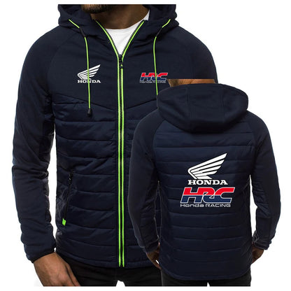 2025 Spring And Autumn Comfortable Jacket Slim Coat Men's New Seven-color Cotton-padded Honda racing Print Patchwork Hoodies