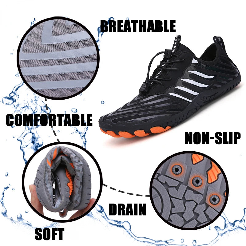 Men and Women Water Shoes, Aqua Shoes, Drainage Beach Sports Swim Sandals, Quick Dry Boating Barefoot Diving Fishing Surfing Sneakers
