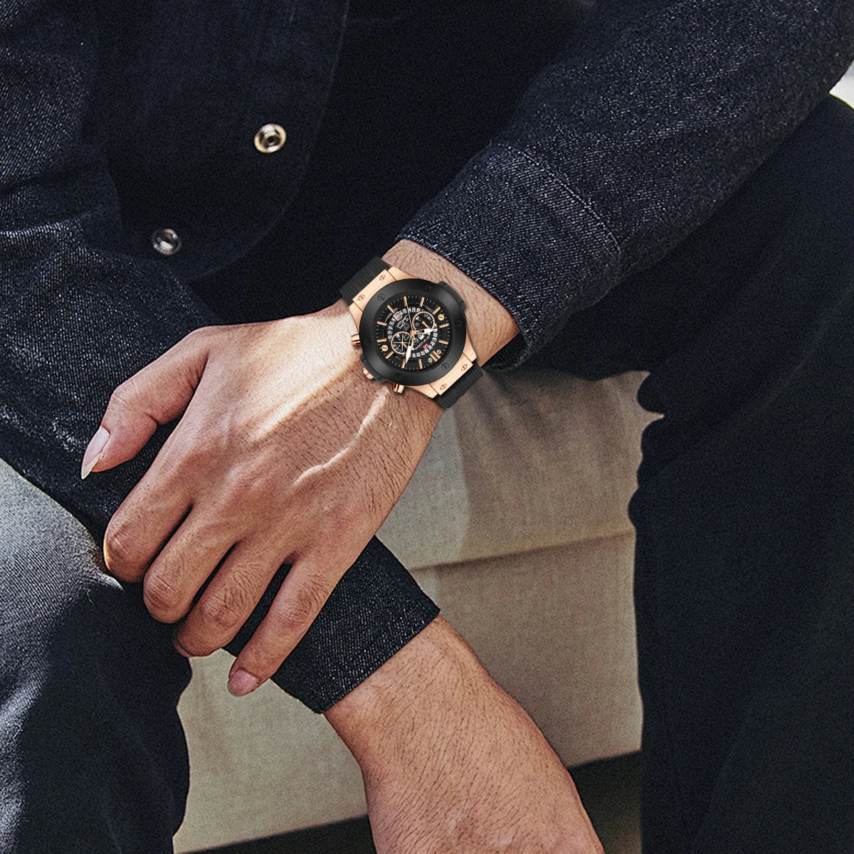 Montre pour homme de luxe, sportive, bracelet en silicone, mouvement japonais, calendrier, quartz, étanche – Relogio Masculino
