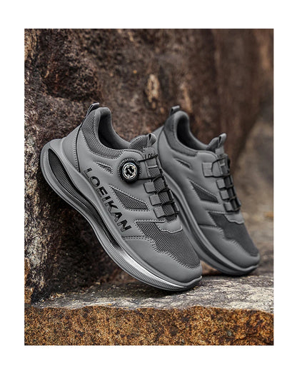 Chaussures de course à boucle rotative pour hommes, baskets respirantes en maille légère, semelle coussinée, antidérapantes, chaussures de marche quotidiennes, 2 couleurs
