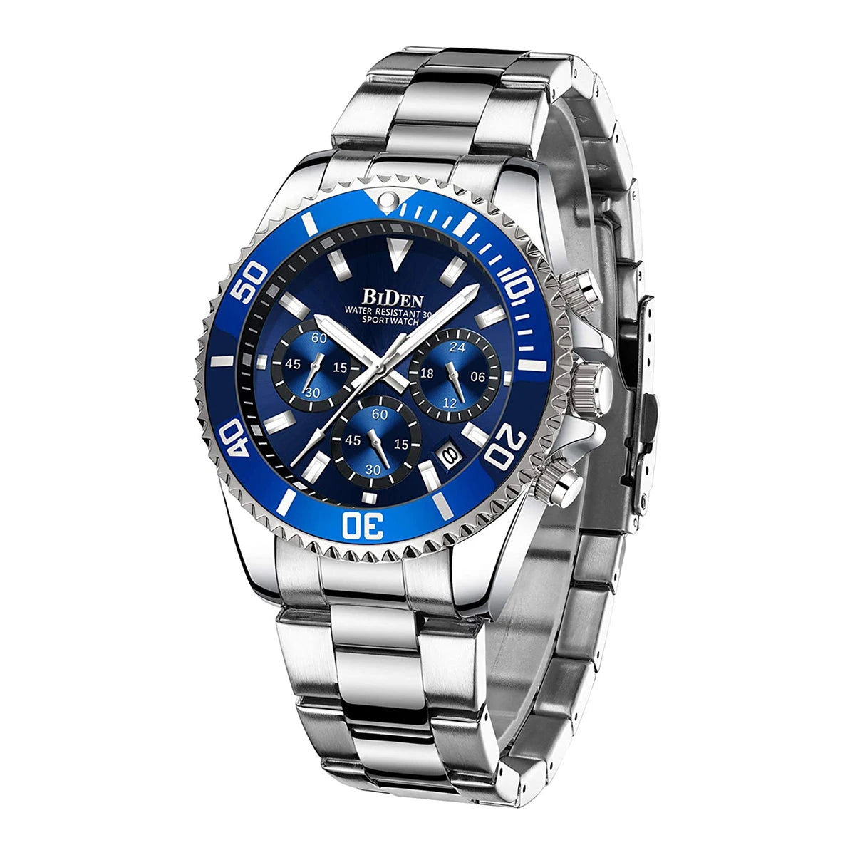 BIDEN Multi functional men's quartz watch luxury waterproof night light business style diving series casual fashion watch