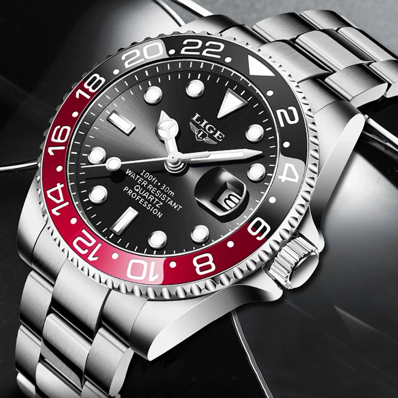 Montre-bracelet LIGE Fashion Business pour homme, étanche à 3 ATM, luminescente, montre de luxe sportive à quartz, chronographe de plongée
