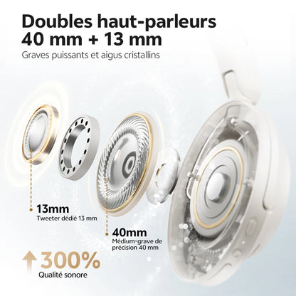 QCY H3S -56dB Adaptive ANC Over Ear Headphone Hi-Res LDAC Spatial Sound Wireless Earphone Bluetooth 6.0 Dual Driver 102H Headset