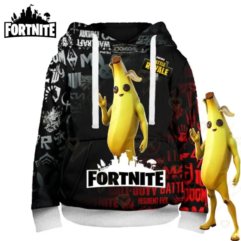 Φούτερ με κουκούλα Fortnite Peely Print New Design για άνδρες, γυναίκες και παιδιά, μακρυμάνικο, μοντέρνο casual streetwear pullover
