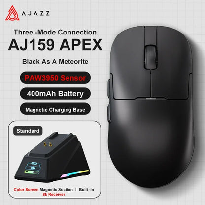 Ajazz AJ159 PRO/APEX Gaming Mouse 8000Hz Rebound Rate Paw3950 Color Screen Magnetic Stand AJ159P Office & Gaming