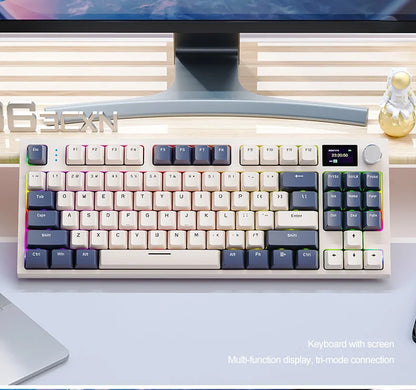 ATTACK SHARK K86 Mechanical Keyboard with Metal Knob, TFT Smart Color Screen, 87-key Layout, RGB Lighting, and Three-mode Connection