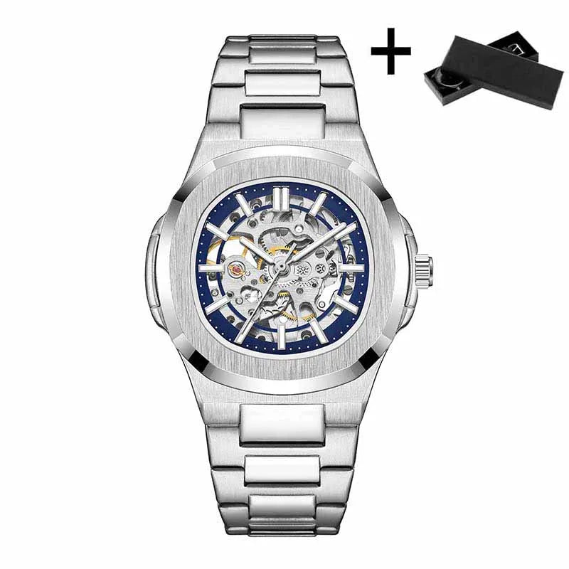 Montres-bracelets mécaniques pour homme à cadran ajouré, design squelette, montre de luxe entièrement automatique pour homme, relogio