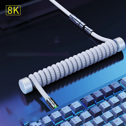 EARY Coiled Keyboard Cable USB to Type-C Detachable Aviator Cable, 1.2M Mechanical Gaming Keyboard Cable for PC, Laptop & Custom Keyboards