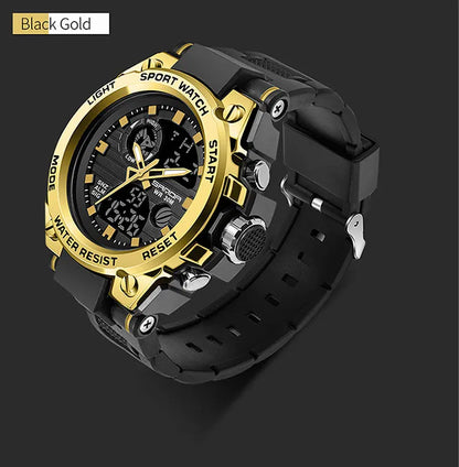SANDA Montres de luxe haut de gamme pour homme, montre militaire, montre-bracelet sportive étanche, montre à double affichage, Relogio Masculino