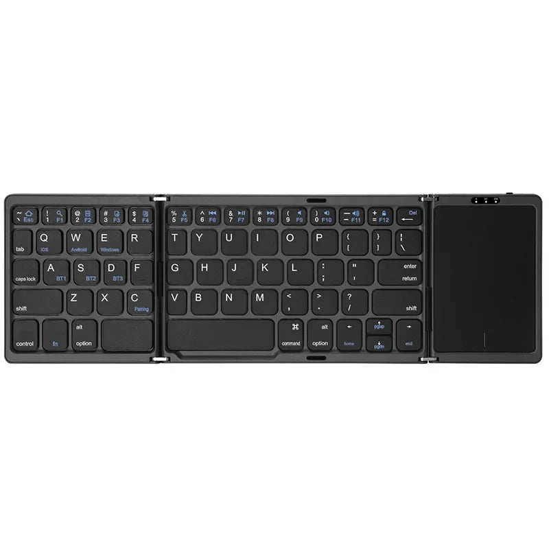 Tri-Bluetooth Keyboard Tri-fold keyboard with Touchpad Portable Mini Keyboard Rechargeable Keyboard for PC Windows Android IOS