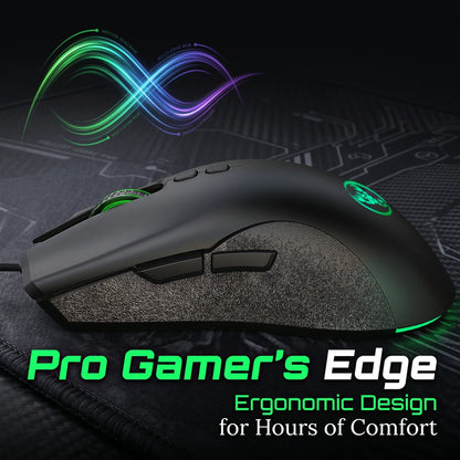 High-End Ergonomic Gaming Mouse with Anti-Slip Side Design Durable Braided Cable Breathing LED Lights USB Plug for PC