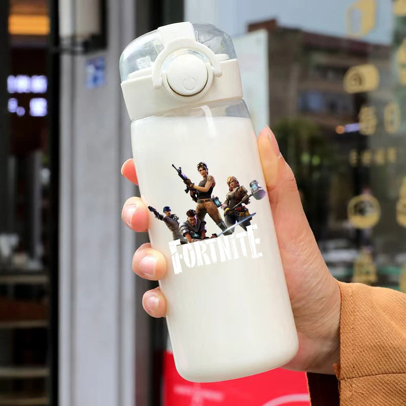 400ML Fortnites 18CM Straw Cup for Adult Boys Girls Cute Water Cup Cartoon Students Drop-Resistant Water Bottle Portable Gifts