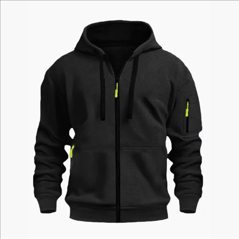 Men's Sweatshirts with Zipper Pockets Thin Solid Color Half Tracksuit Casual Outdoor Hooded Tracksuit Long Sleeve Jacket Coats