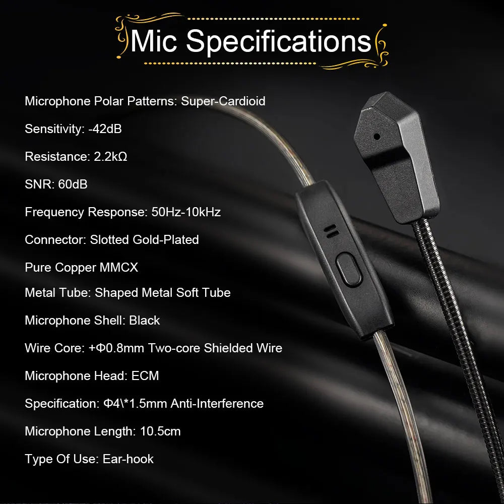 Celest Wyvern Black In Ear Earphone Monitor With Microphone Hifi Music Headphone IEMs Wired Gaming Earbuds For Gifts