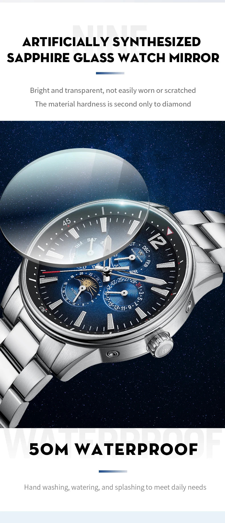 WM Watch Automatic Mechanical Watches Waterproof Multifunctional Business Men's Watches Watch WM160M