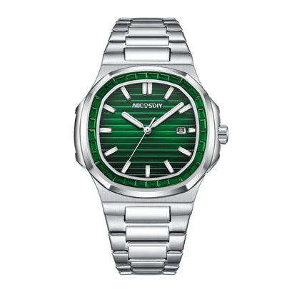 AOCASDIY Montre de luxe professionnelle étanche pour homme, date luminescente, acier inoxydable, carrée, à quartz, reloj hombre