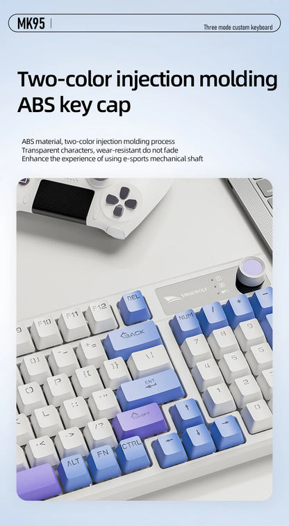 SMAILWOLF MK95 Bluetooth Wireless Korean Mechanical Keyboard Customized Gaming Laptop for Office Use with RGB Light Effect