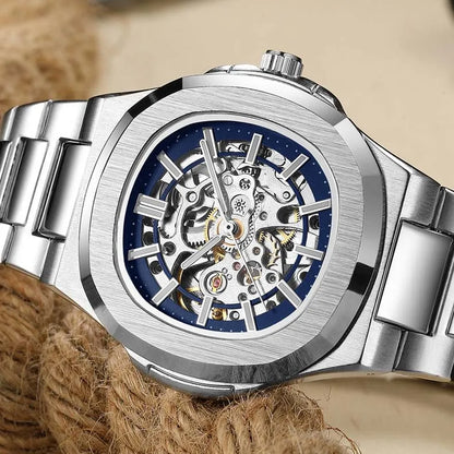 Montres-bracelets mécaniques pour homme à cadran ajouré, design squelette, montre de luxe entièrement automatique pour homme, relogio