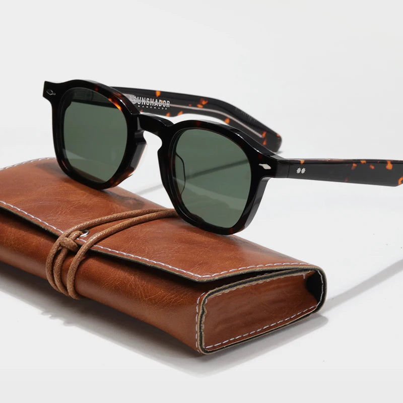 High QualityTortoiseshell Round Frame Handmade Sunglasses Designer Men Acetate Women's Beach Sun UV400 Sunglasses Can Be Carved