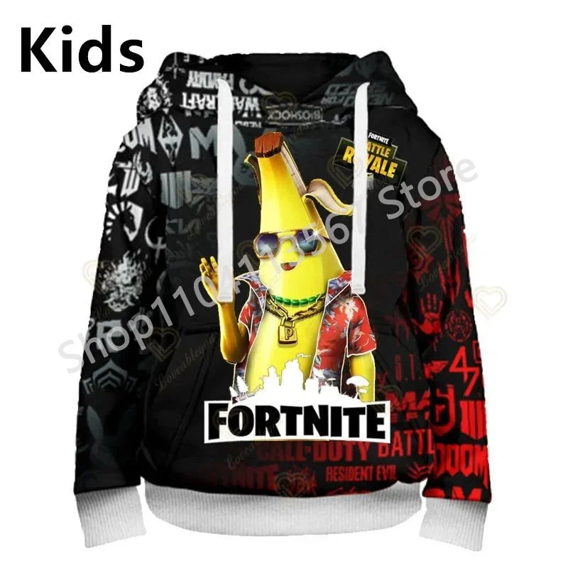 Llama Battle Royale F-Fortnited hættetrøjer med 3D-print til mænd, kvinder og børn, sweatshirts til drenge og piger, streetwear-pullover, grønne overdele