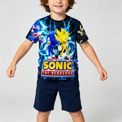 Men T Shirt Women Tee Boys Girls Top Adults Children Parent Child quick dry kid Tshirts Sonic Cartoon Casual Sports Print Tee