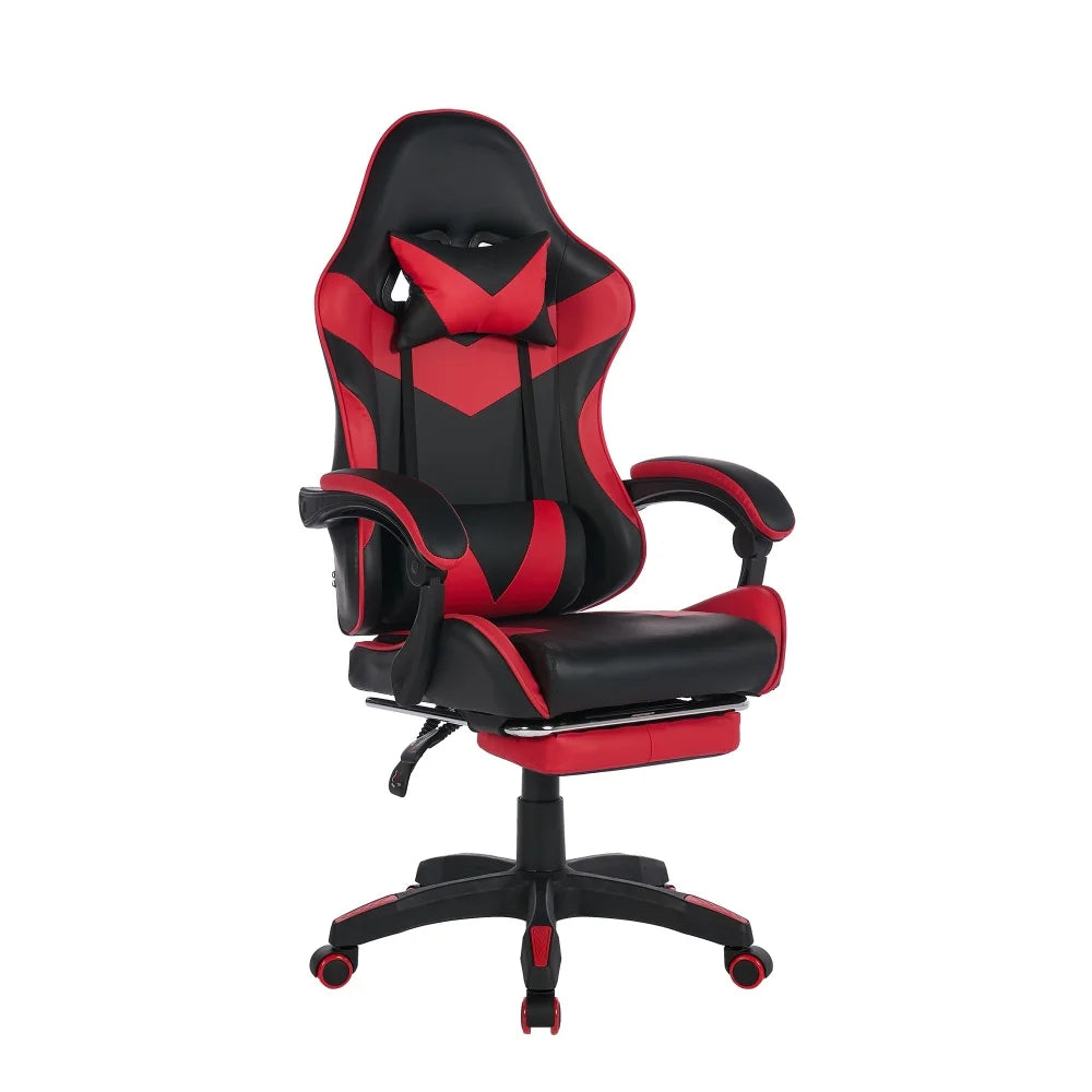 360 ° - Swivel Ergonomic Racing Design Gaming Chair Leather, Headrest and Lumbar Support for Office and Gaming - Black&Red