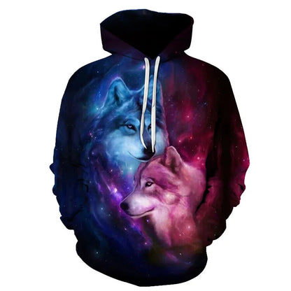Mikiny s kapucí Animal Wolf s 3D potiskem pro muže i ženy, módní ležérní oversized pulovr, hip hop Harajuku streetwear hoodies
