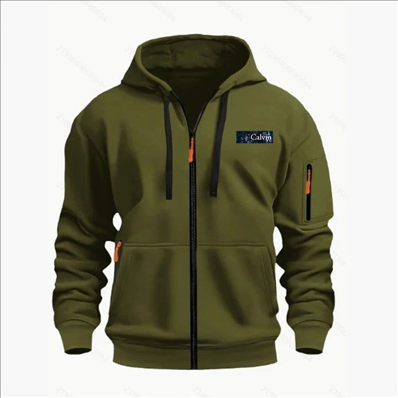 Men's Sweatshirts with Zipper Pockets Thin Solid Color Half Tracksuit Casual Outdoor Hooded Tracksuit Long Sleeve Jacket Coats