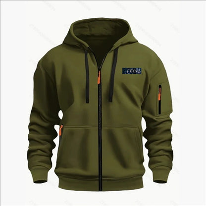 Men's Sweatshirts with Zipper Pockets Thin Solid Color Half Tracksuit Casual Outdoor Hooded Tracksuit Long Sleeve Jacket Coats