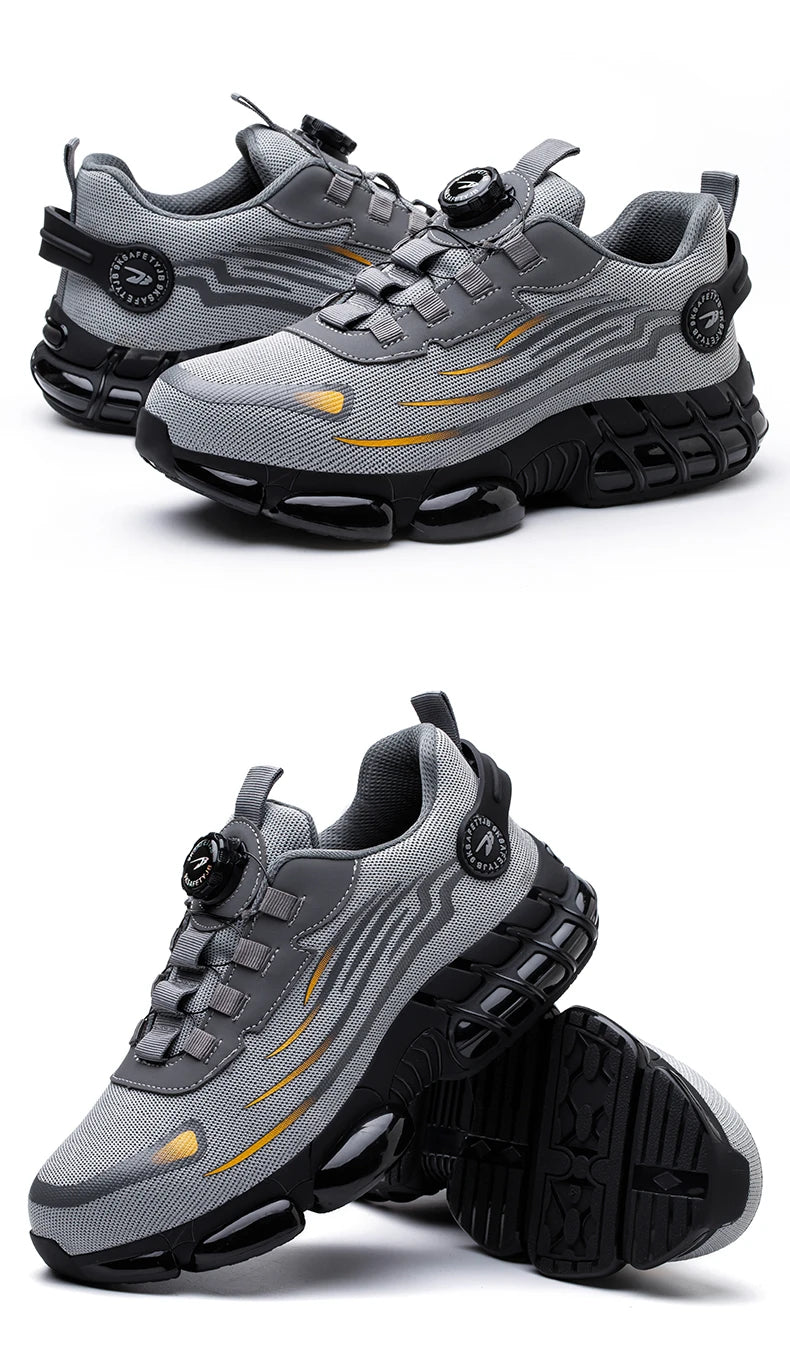 Chaussures de sécurité pour hommes et femmes, baskets de travail protectrices, bottes de sécurité verdes, chaussures Parker en acier à coussin d'air, perforation, taille 47, 48