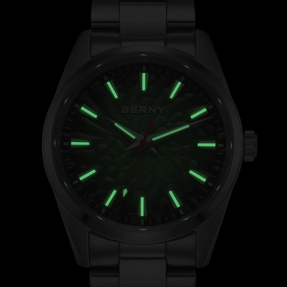 Orologio da uomo BERNY – Orologio al quarzo, vetro zaffiro, lancette luminescenti, impermeabile fino a 10 ATM, interamente in acciaio inossidabile – Stile elegante e casual, ideale per l’uso quotidiano o per le occasioni professionali