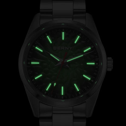 Orologio da uomo BERNY – Orologio al quarzo, vetro zaffiro, lancette luminescenti, impermeabile fino a 10 ATM, interamente in acciaio inossidabile – Stile elegante e casual, ideale per l’uso quotidiano o per le occasioni professionali
