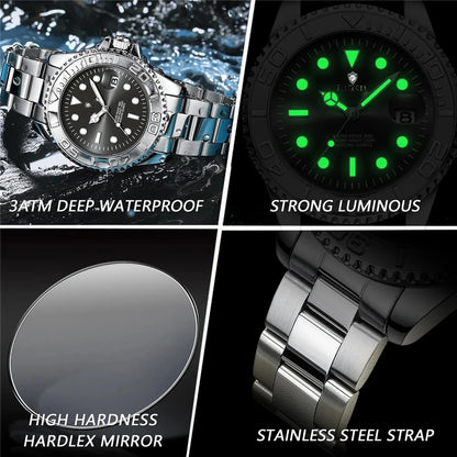 Montres de luxe pour homme - Nouvelle marque - Montres-bracelets sportives et tendance à quartz - Cadeaux pour homme - Montres automatiques - Horloge numérique « Café » pour homme