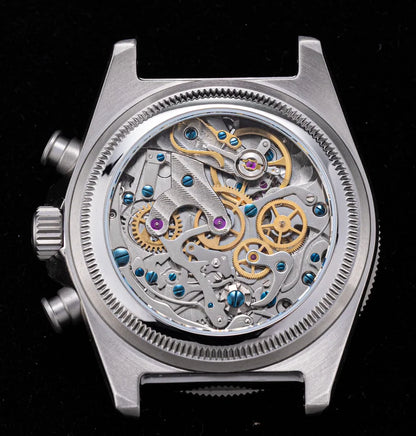 SEESTERN Chronograph Man of Watch Mechanical Tianjin ST1901 Movement Sapphire Wristwatches Nylon Sticker Strap Luminous Skeleton