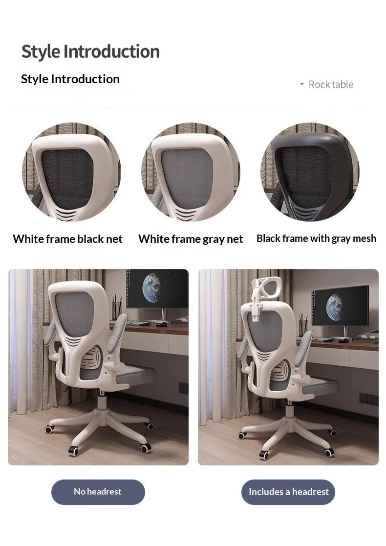 Ergonomic Office Chair Adjustable Lumbar Support Mesh High Back Swivel Computer Gaming Chair Reclining Armrest White Black