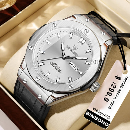 Montre en cuir pour homme, style décontracté et professionnel, montre de luxe pour homme, montres automatiques, montres-bracelets à quartz tendance pour homme, Relojes De Hombre