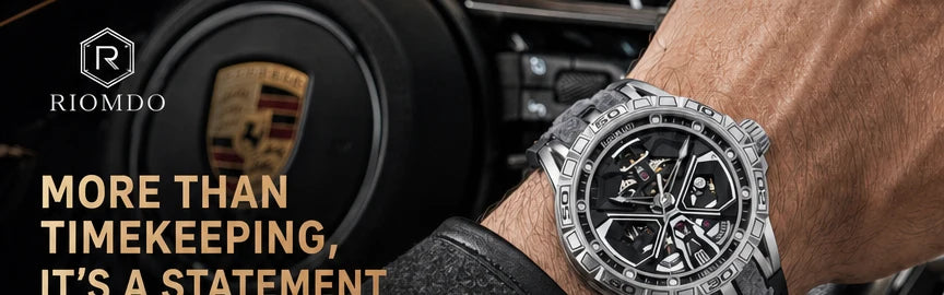 OBLVLO Men's Luxury Machinery Skeleton Mechanical Automatic Watches Analog Big Dial Blue Rubber Band Military Watch RD-909