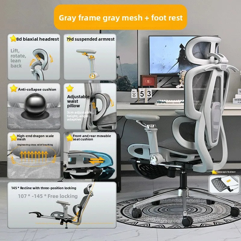 Portable Minimalist Ergonomic Chair 10D Armrest Computer Chair Office Chair Study Chair Gaming Chair Gravitysturdy and durable